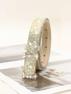 Stylish Rhinestone-Embellished PU Leather Belt with Smooth Buckle – Perfect for Any Occasion