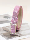 Stylish Rhinestone-Embellished PU Leather Belt with Smooth Buckle – Perfect for Any Occasion