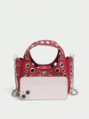 Chic Riveted Crossbody Handbag: Luxury PU Leather with Top Handle & Adjustable Strap