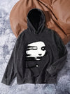 Cozy Vintage Washed Hooded Sweatshirt with Unique Snowflake Human Figure Print