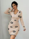 Chic Floral Knit Sweater Dress - Perfect Blend of Comfort and Elegance