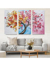 Vibrant 3-Piece Tree Landscape Wall Art Set - Modern Knife Painting for Home Decor