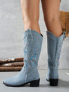 Chic Western Elegance: Women's Thick Heeled Pointed Toe Cowboy Boots