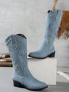 Chic Western Elegance: Women's Thick Heeled Pointed Toe Cowboy Boots