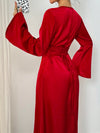 Elegant Flared Sleeve Cross Waist Tie-Back Dress – Perfect for Holiday Celebrations!