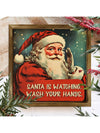 Whimsical Santa's Watch: Rustic Canvas Wall Art for Holiday Cheer