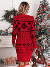 Chic Christmas Geometric Fitted Sweater Dress for Women - Perfect Holiday Style!