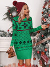 Chic Christmas Geometric Fitted Sweater Dress for Women - Perfect Holiday Style!