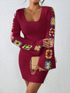 Chic & Colorful Embroidered Sweater Dress for Effortless Daily Style