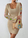 Chic & Colorful Embroidered Sweater Dress for Effortless Daily Style