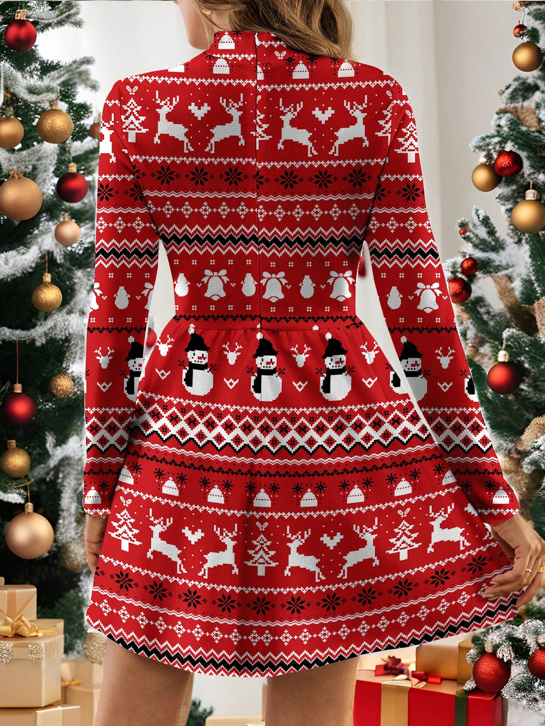 This chic red plaid dress is perfect for effortless autumn and winter style. Made with quality materials, it features a stylish and flattering design that will keep you looking fashionable and comfortable. Add a touch of sophistication to your wardrobe with this must-have piece.