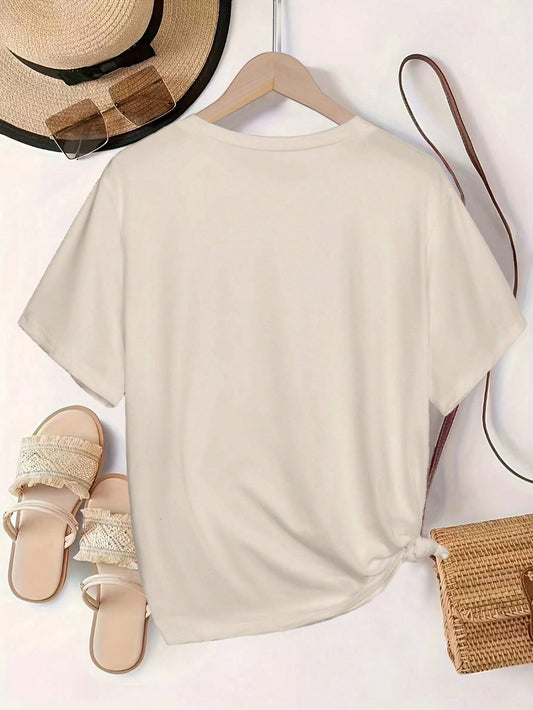 Vintage-Inspired Fox and Bird Print Casual T-Shirt for Effortless Spring/Summer Style