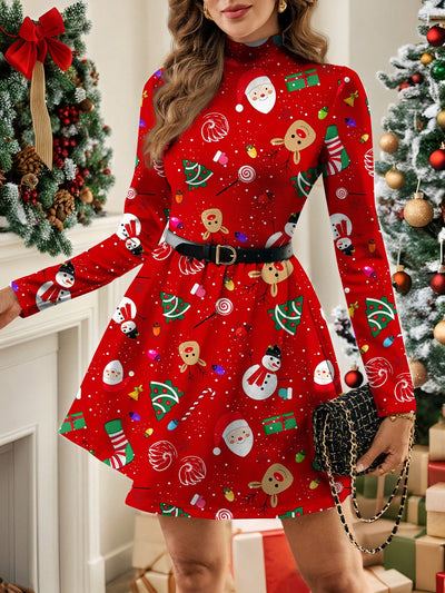 Chic Casual Red Plaid Sleeve Dress for Effortless Autumn & Winter Style