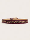 Chic Vintage Leopard Print PU Leather Waist Belt with Metal Buckle for Women