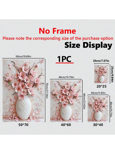 Charming Pink Floral Vase Canvas Art: Elegant Framed Wall Decor for Your Living Space