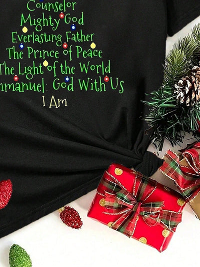 Festive Flair: Women's Casual Loose Fit Christmas Tree Graphic Tee