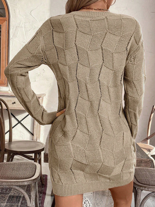 Women's Loose Casual Knitted Sweater Dress for Fall & Winter