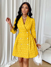 Chic and Sophisticated: Double-Breasted Pleated Hem Blazer Dress