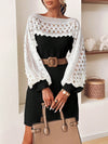 Chic Hollow Lace Sweater Dress - Elegant Autumn Style for Women