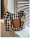 Chic Plaid Color Block Shoulder Bag - Stylish & Spacious for Everyday Use