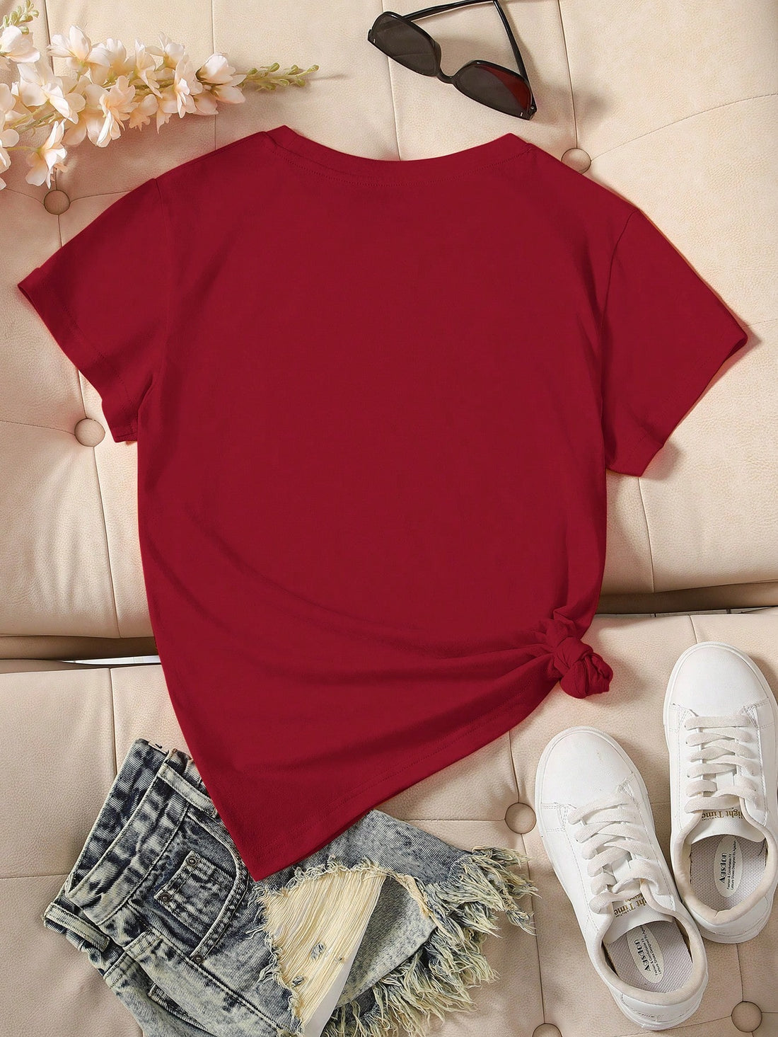 Embrace chic vibes with this trendy Leopard & Butterfly Print T-Shirt. The round neck design adds a touch of casual elegance, perfect for a day out or a cozy night in. With its unique print, you'll stand out in style while feeling comfortable and confident.