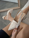 Chic Contrast Block Heel Pumps for All Seasons – Elegant Pointed-Toe Design for Everyday Style