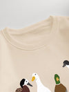 Cozy Cartoon Animal Print Fleece-Lined Sweatshirt for Autumn & Winter