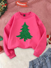 Festive Flair: Women's Casual Christmas Tree Pattern Crew Neck Sweatshirt