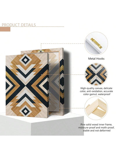 Tribal Elegance: 3-Piece Aztec Canvas Wall Art Set for Boho-Inspired Spaces