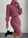 Chic Elegance: Solid Color Turtleneck Slim-Fit Sweater Dress for Autumn & Winter