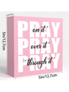 Pray On It, Pray Over It, Pray Through It - Inspirational Pink Wooden Box Sign for Home & Office Decor