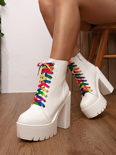 Chic British Style Chunky Heel Ankle Boots for Women - Waterproof Platform with Buckle Strap