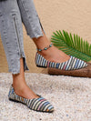 Chic Striped Woven Princess Flats: Super Soft Pointed Toe Slip-On Loafers