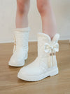 Stylish Girls' Retro Fringe Tall Boots - Cozy Winter Footwear