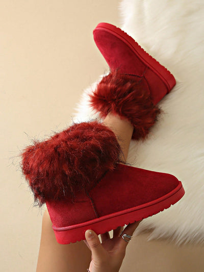 Cozy Chic: Winter Faux Fur Slip-On Wedge Snow Boots