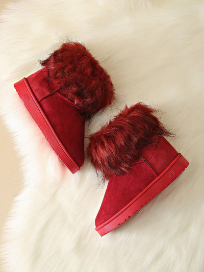 Cozy Chic: Winter Faux Fur Slip-On Wedge Snow Boots