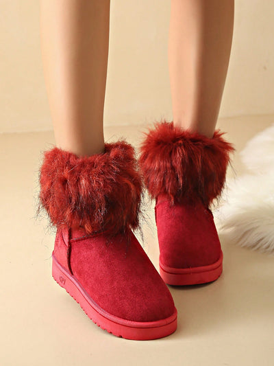 Cozy Chic: Winter Faux Fur Slip-On Wedge Snow Boots