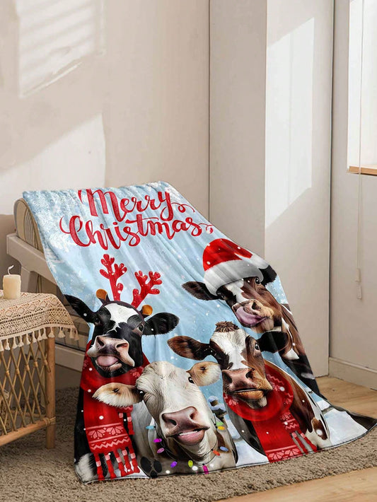 Cozy Christmas Pattern Print Flannel Blanket – Perfect for Home Decor, Picnics & Travel this Autumn/Winter!