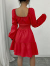 Elegant A-Line Puff Sleeve Ruffle Hem Dress - Perfect for Any Occasion