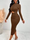 Chic Mock Neck Cut-Out Ruched Bodycon Dress - Elevate Your Style!