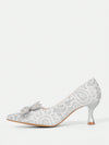 Vintage Charm: Women's Embroidered Pointed Toe High Heel Slingback Pumps