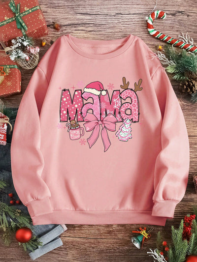 Festive Cheer: Adorable Christmas Mom Crew Neck Sweatshirt