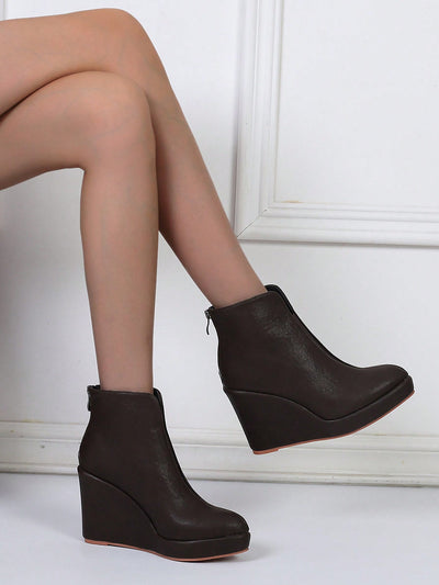 Chic Wedge Platform High Heel Ankle Boots for Effortless Style