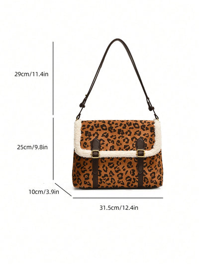 Chic Leopard Print Vintage Crossbody Bag - Stylish Large Capacity Handbag for Everyday Use and Travel