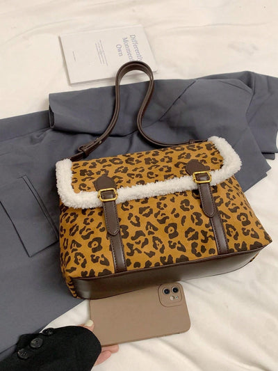 Chic Leopard Print Vintage Crossbody Bag - Stylish Large Capacity Handbag for Everyday Use and Travel