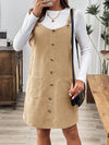 Olive Green Corduroy Pinafore Dress - Chic & Cozy Autumn/Winter Essential