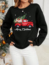 Cozy Christmas Cheer: Hand-Painted Oversized Sweatshirt with Festive Truck Design