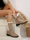 Cozy Chic: Women's Buckle Detail Thick Heel Ankle Boots for Winter Style