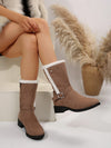 Cozy Chic: Women's Buckle Detail Thick Heel Ankle Boots for Winter Style