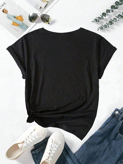 Effortlessly Chic: Women's Round Neck Printed T-Shirt for Casual Daily Style